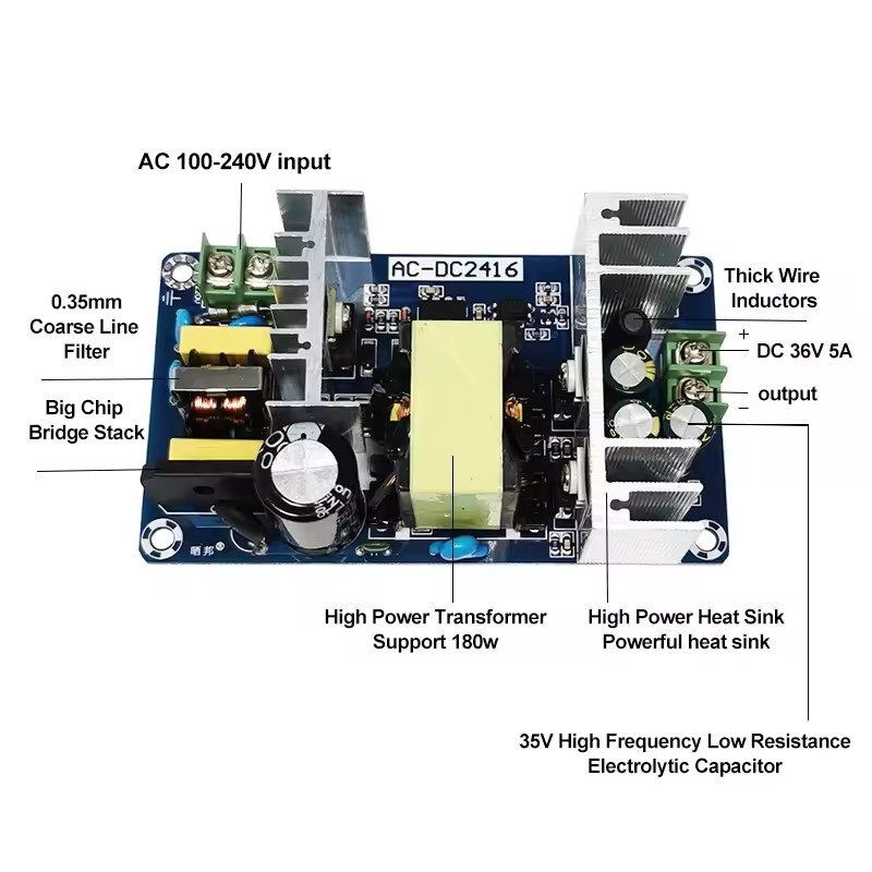 DC 36V Output Voltage AC/DC Converter board 100-240V 5A 180W Switching Power Supply Module