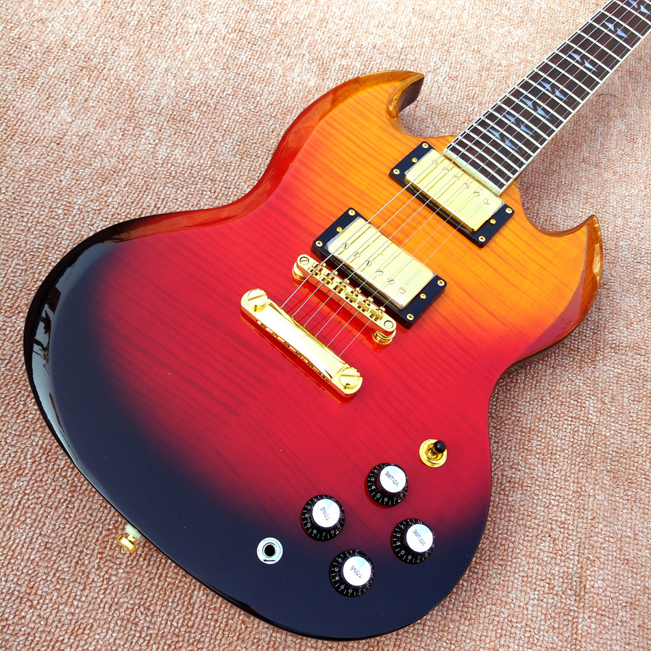 New style custom SG electric guitar, Gradual change & Flame Maple Top SG electric guitar , free shipping