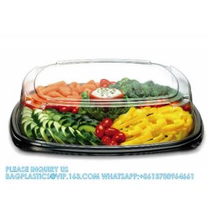 Rectangle Cake Platter With Lid Reusable Buffet Catering Sandwich Trays