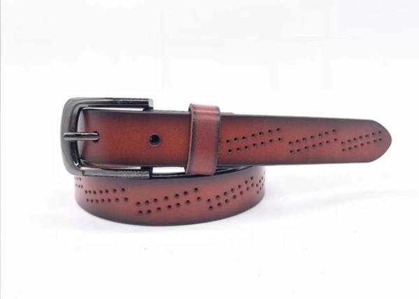 Fashion Women's Fashion Leather Belts With Brown Gradient Ramp Gunmetal Metal