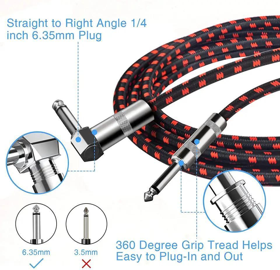 Guitar Cable 10FT Electric Instrument Audio Cable 3m Jack to Jack