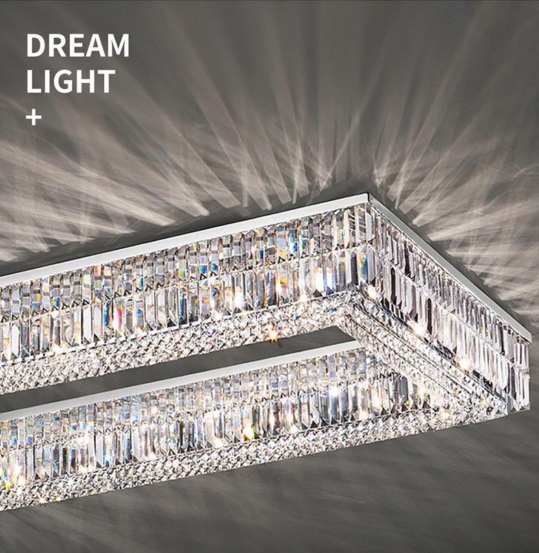Square Round K9 Crystal Flush Mount High Ceilings Chandeliers ODM