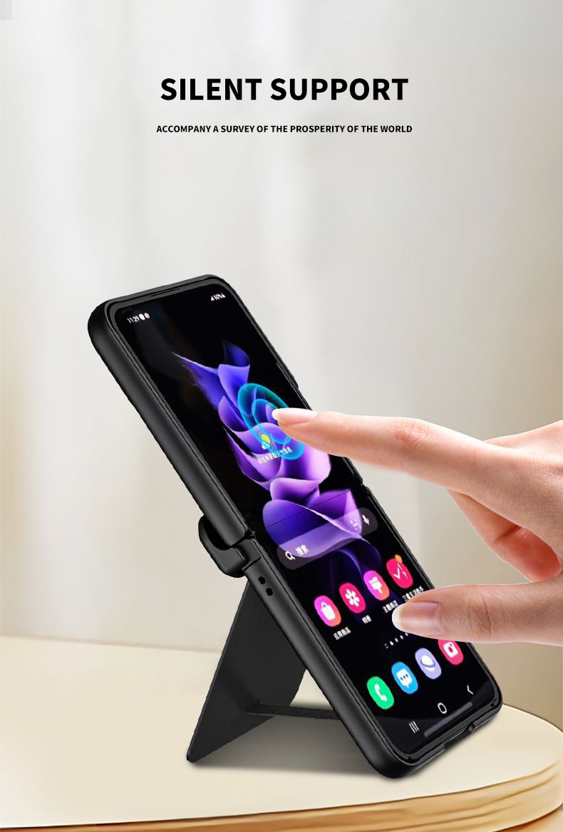 Ultra-thin Vegan Skin Magnetic Suction Bracket Flip Case for Samsung Flip 4 2023 5G