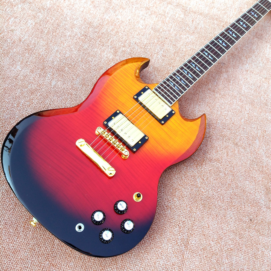 New style custom SG electric guitar, Gradual change & Flame Maple Top SG electric guitar , free shipping