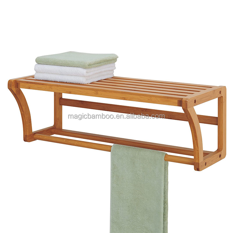 ODM Sustainable Bamboo Towel Rail Rack Wall Mounted Shelf