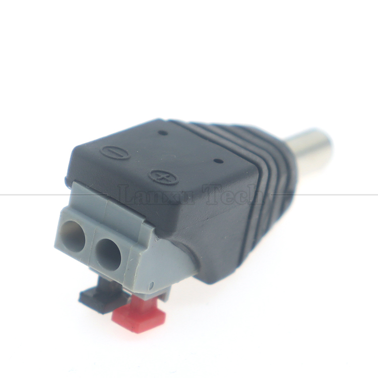 Solderless Press Button DC 5.5*2.1mm Male Female Barrel Jack to 2p Wire Cable Connector for LED Strip Camera