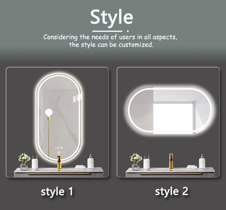 Smart LED Bathroom Vanity Mirror with Oval Bath Toilet and Luminous Lights in Silver