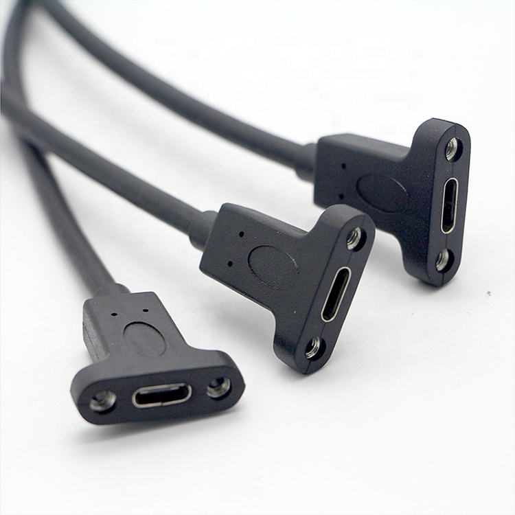 Custom Screw Locking Stud USB 3.0 A Male to USB Type C 3.1 Female Panel Mount Extension Cable