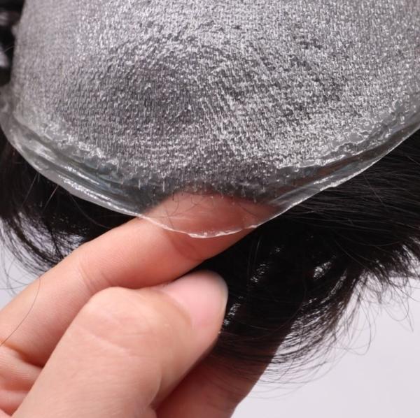 Quality NG Thickness 02-03 mm Super Thin and Light Poly for Men,90% density  Natural Virgin Hair ,wholesale Hair Replacement for men for sale