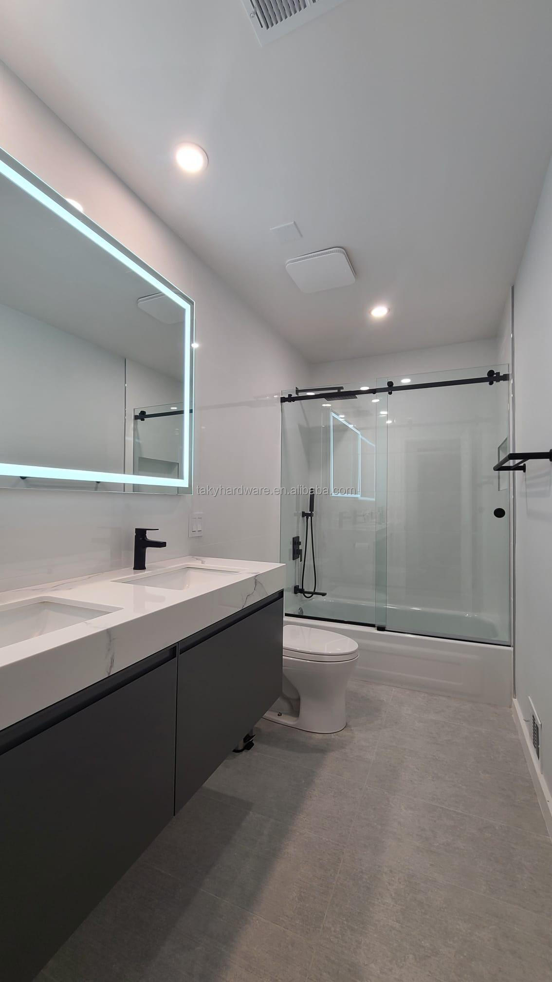 High Load Bearing 60kg Single Glass Door Sliding System with 10-12mm Thick Safe Glass