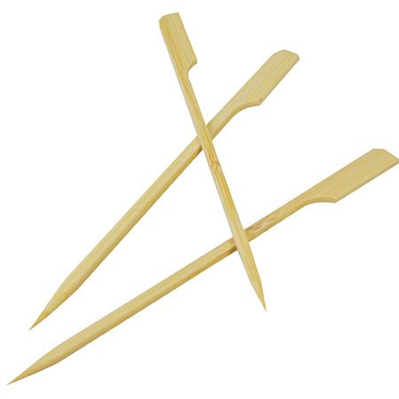 Customized 9cm Disposable Barbeque Bamboo Paddle Picks Flat Top