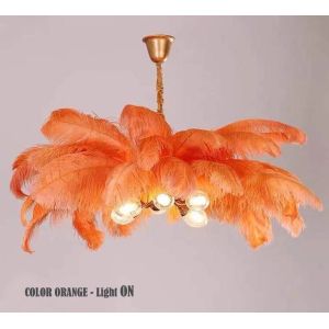 G9 Light Source Hanging OEM Ostrich Feather Ceiling Pendant Manufactures