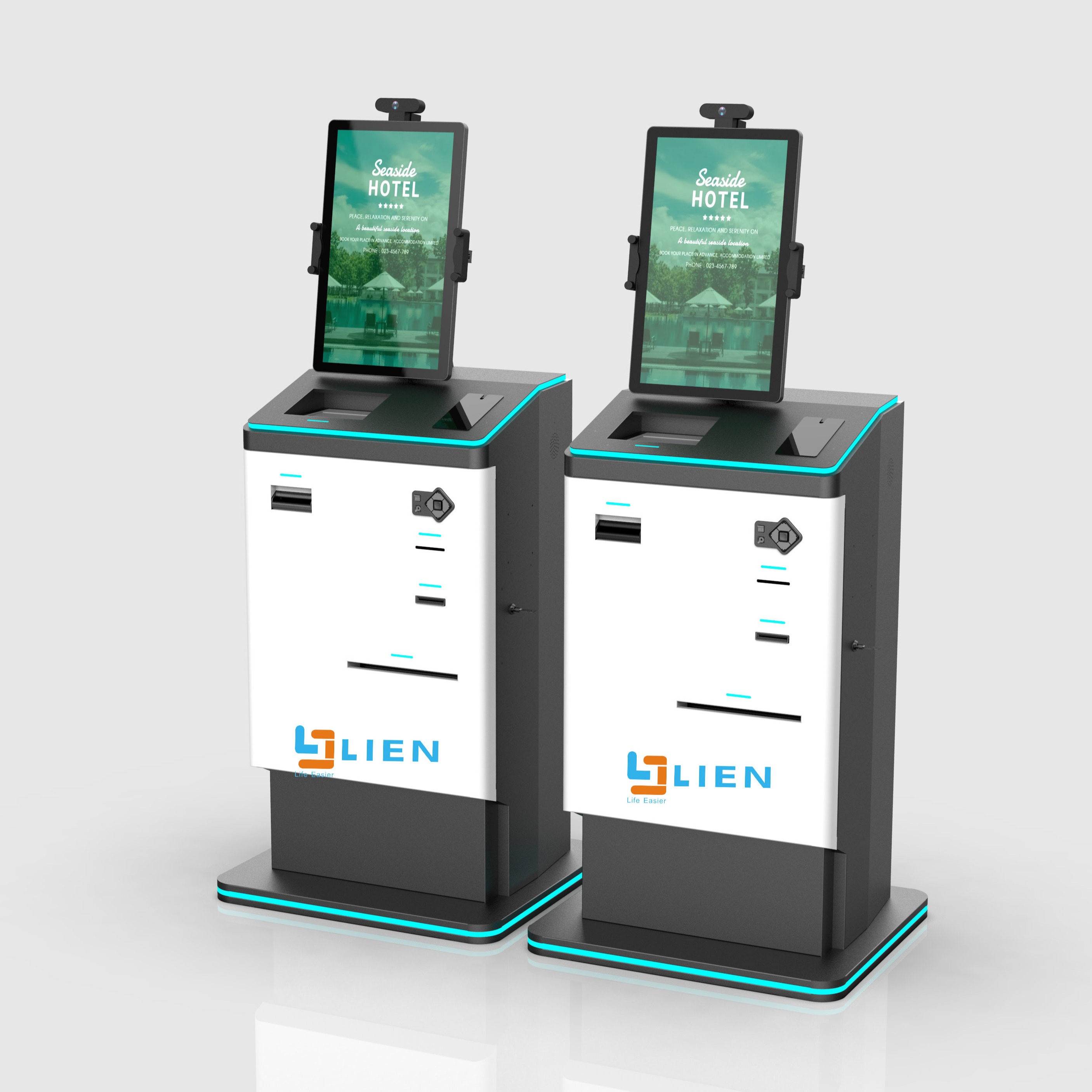 Hotel Check In Out Kiosk With 1.5 Inch Touch Display Passport Scanner Key Card Encoder
