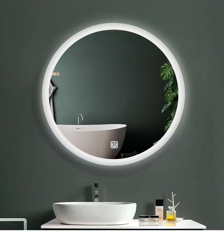 Touch Screen LED Bathroom Mirror with Large Sensor Switch and Modern Design Style