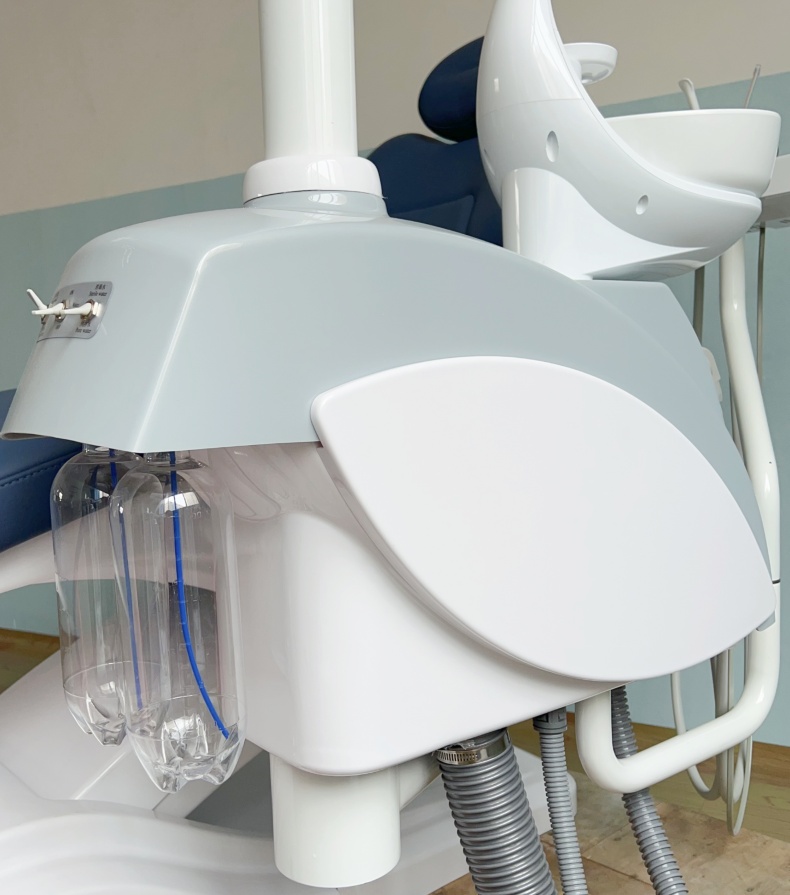 Grey Color Dental Treatment Chair Unit Mobile Instrument Tray Design Dental Chair With Memories