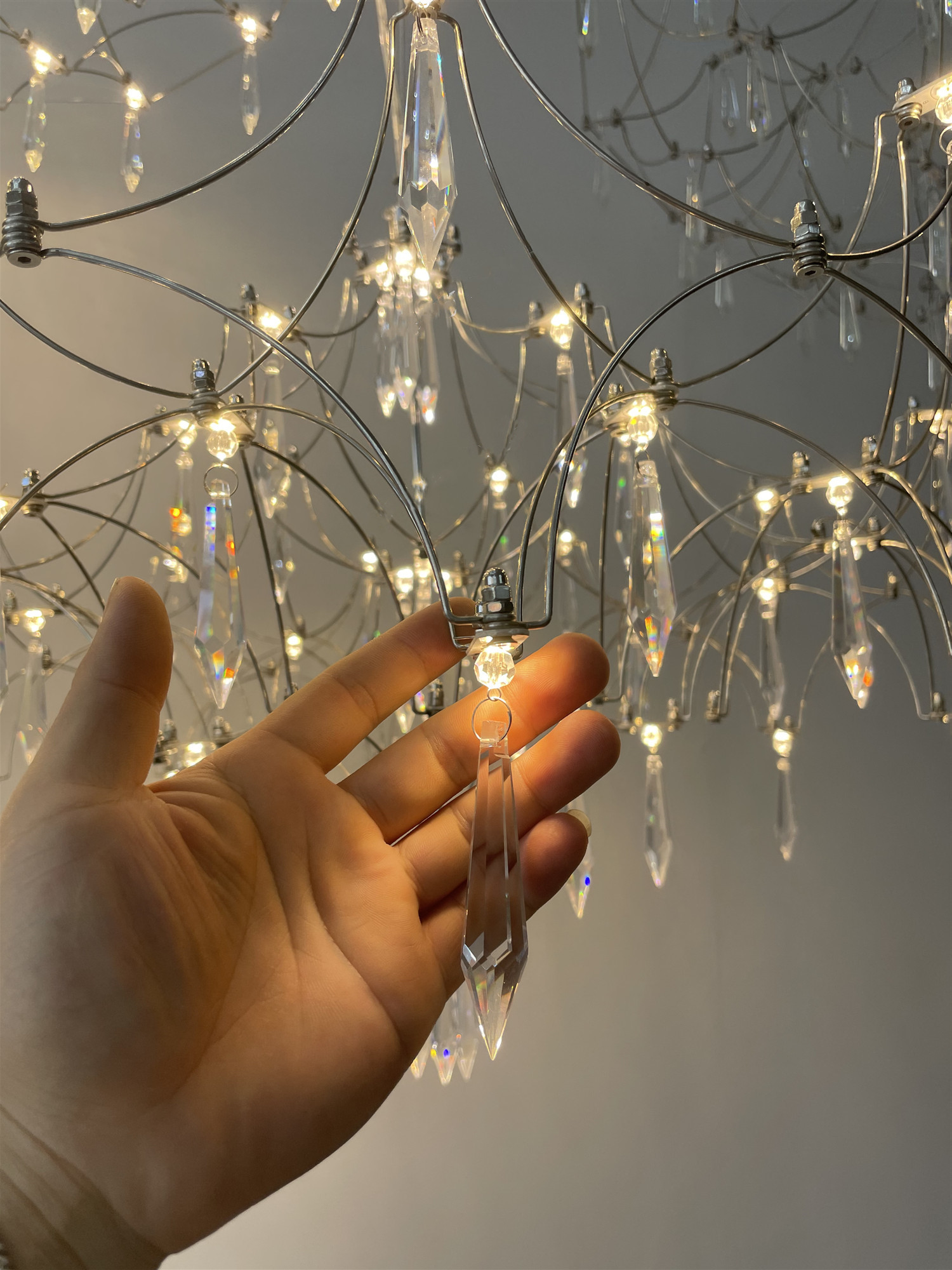 Modern Starry Crystal Chandelier Living Room Luxury Hotel Villa silvery Chandelier(WH-MI-390)