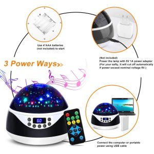 Built-in 12 Light Songs 360 Degree Rotating 8 Colorful Night Light Projector