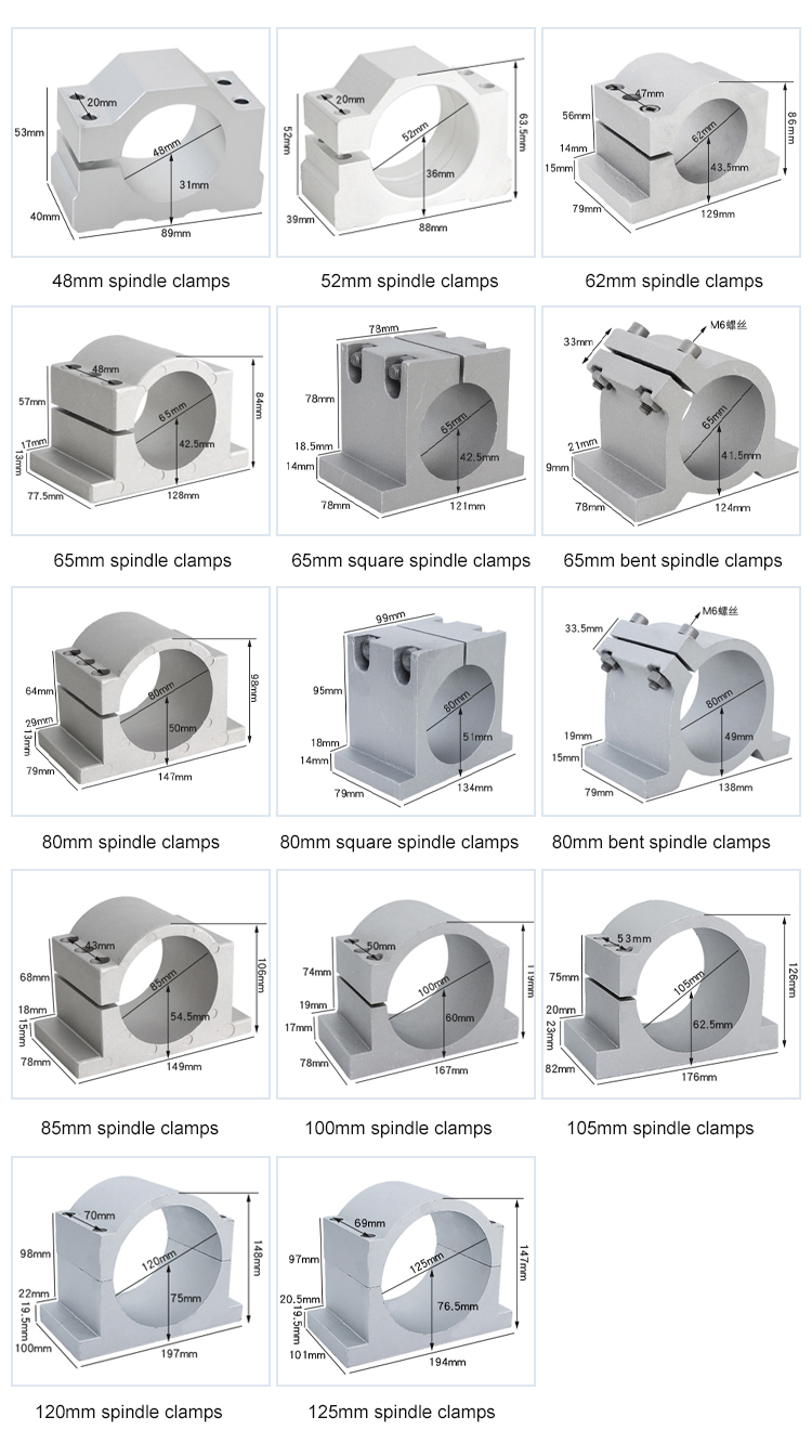 Cast aluminum cnc carving machine clamp Different diameter spindle motor bracket seat