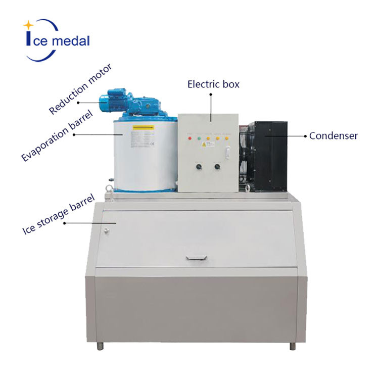 118 KW Commercial Flake Ice Maker R22 Or R404a Refrigerant For Fresh Fish