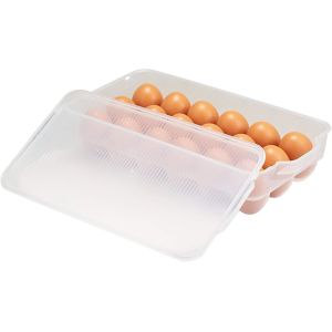 Clear Plastic Egg Holder For Refrigerator, Stackable Egg Storage Trays With Lid