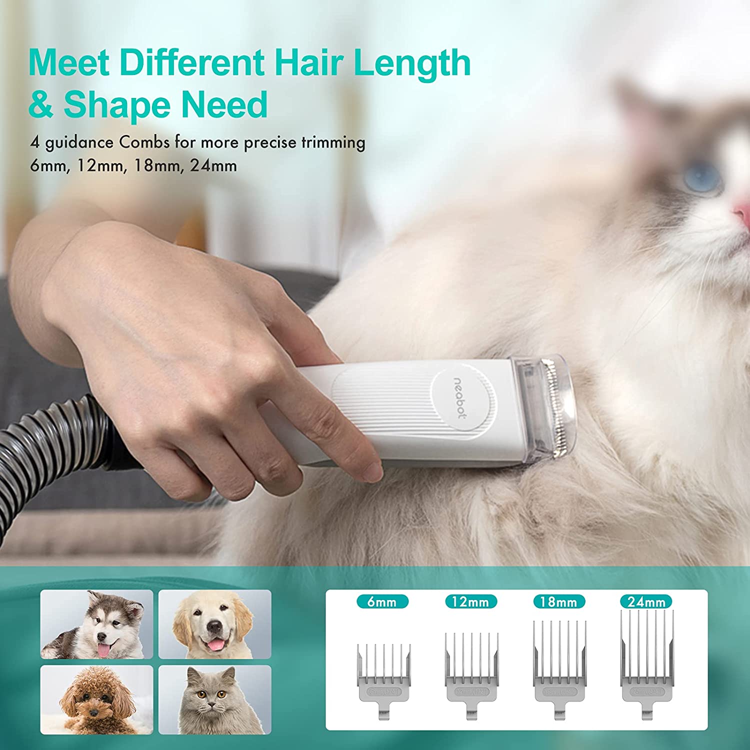 Grooming Tools Pet Hair Professional Grooming Vacuum with 5 Tools and 1.3m Power Cord