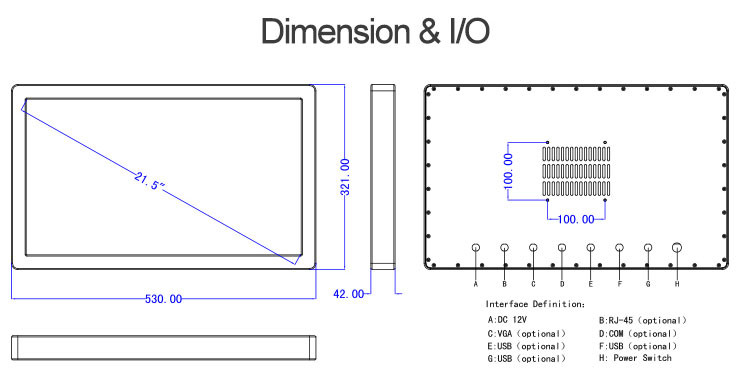 Desktop Ip65 Waterproof Touch Screen Computer , GPIO Linux Panel Pc
