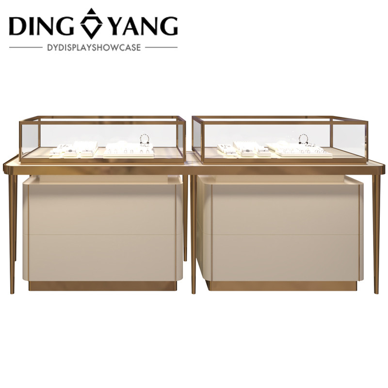 Custom Made Fashion Jewellery shop counter , Beautiful Appearance Firm Structure With Highly Transparent Tempered Glass