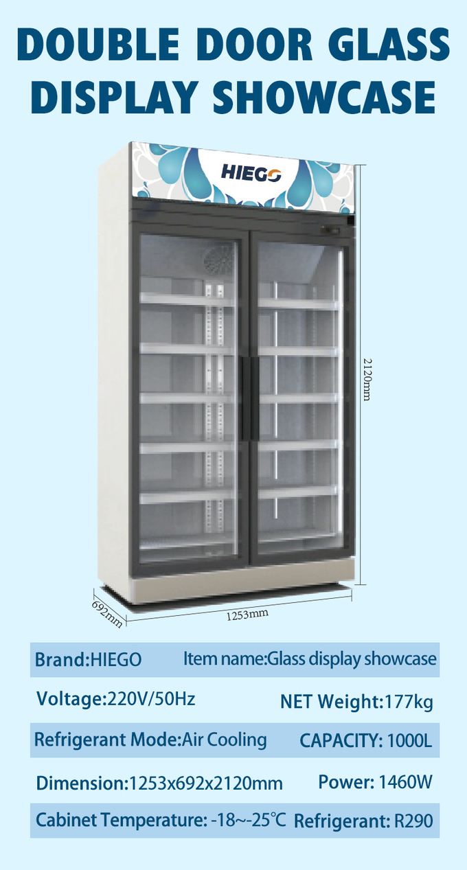 R290 Beverage Drink Cooler Supermarket Bar 3 Glass Door Beer Display Chiller