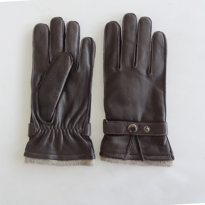 Customized Fashion Mens Leather Gloves , Classic Mens Fur Lined Leather Gloves