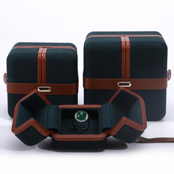 Hanhong Jewelry Box for Custom Logo Green Earrings Bracelet Necklace Ring