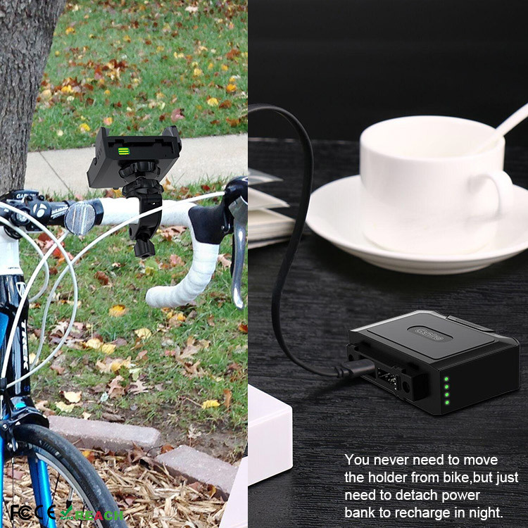 Rechargeable 5200mAH Detachable Bike Mount Phone Holder