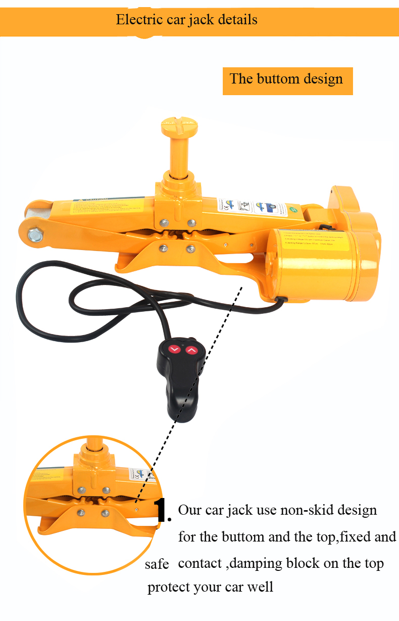 automatic emergency tools2 tons electric scissor lifting car single jack with wheel nut wrench