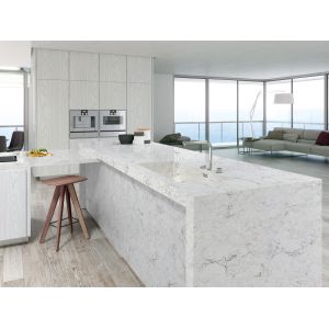 Engineering White Artificial Carrara Quartz Stone Kitchen Countertop Antifouling