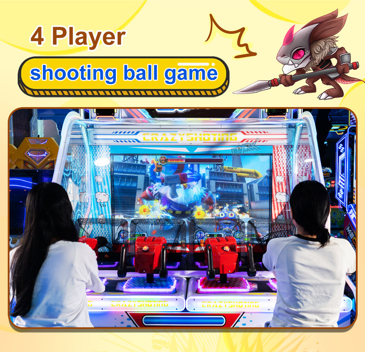 4-Player Coin-Operated Video Game Machine Children's Arcade Shooting Bal