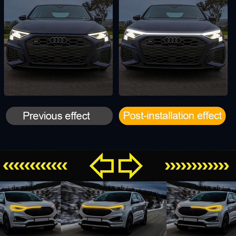 12V DIY Car Hood Flexible Led Strip Light White Daytime Running Lights Decoration Backlight Long Auto Atmosphere Lamp