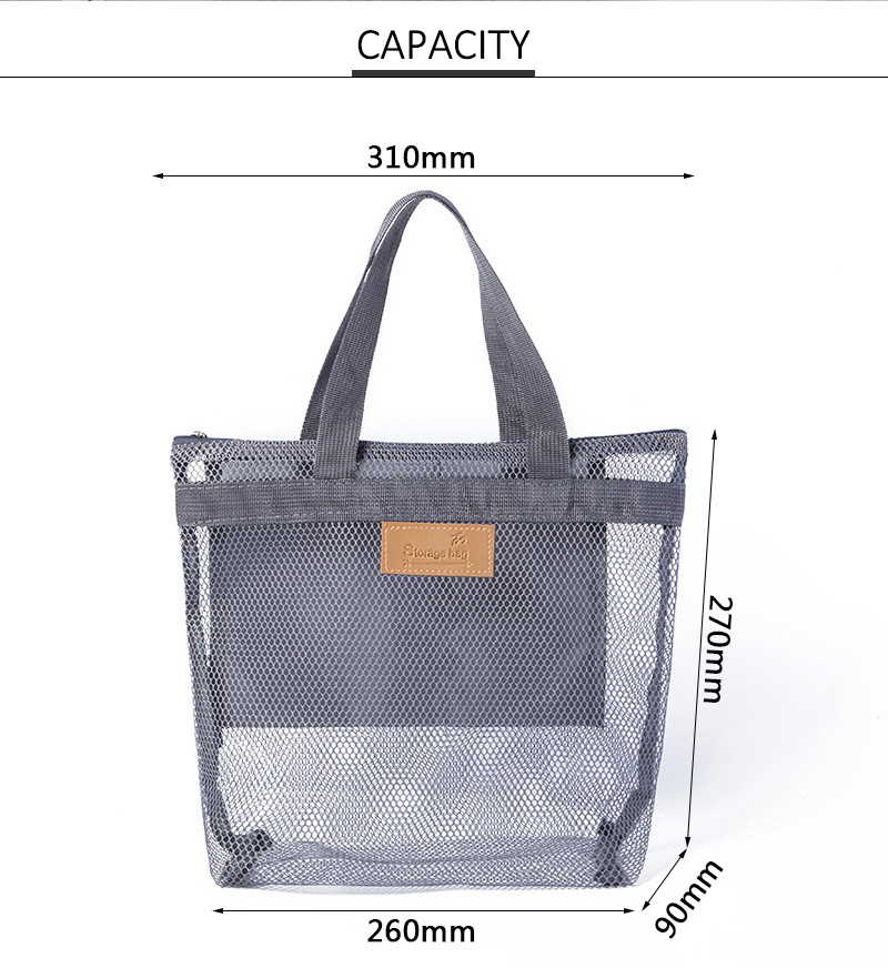 Large Capacity Zipper Close Ladies Mesh Travel Wash Bag