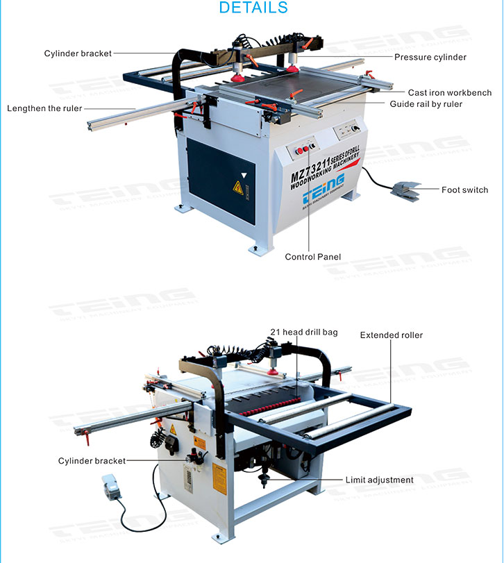 Wood Dowel Multi-Boring Drilling Machine Single Raw Drilling with CE ISO Certification
