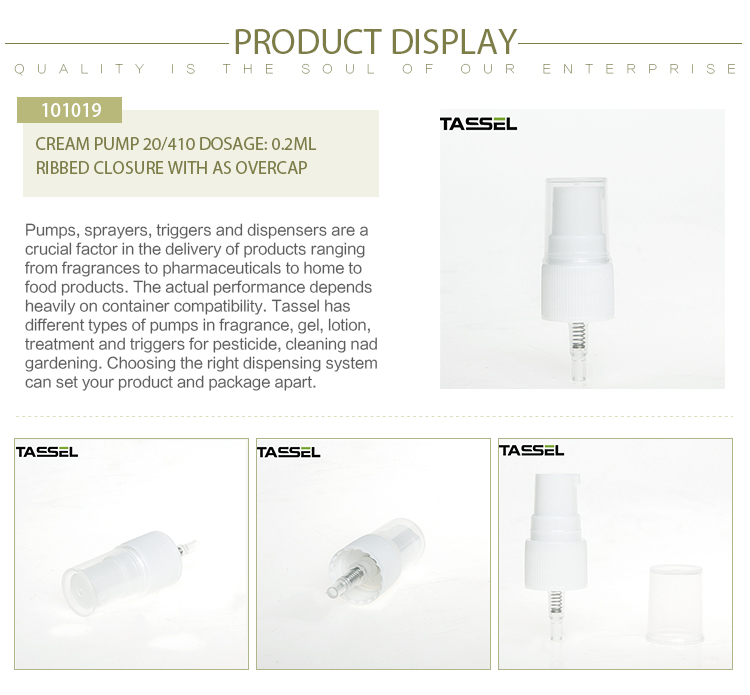 Customized 20 410 Hand Cream Pump Dispenser 0.2Ml Closed Durable Ribbed Cream Pump