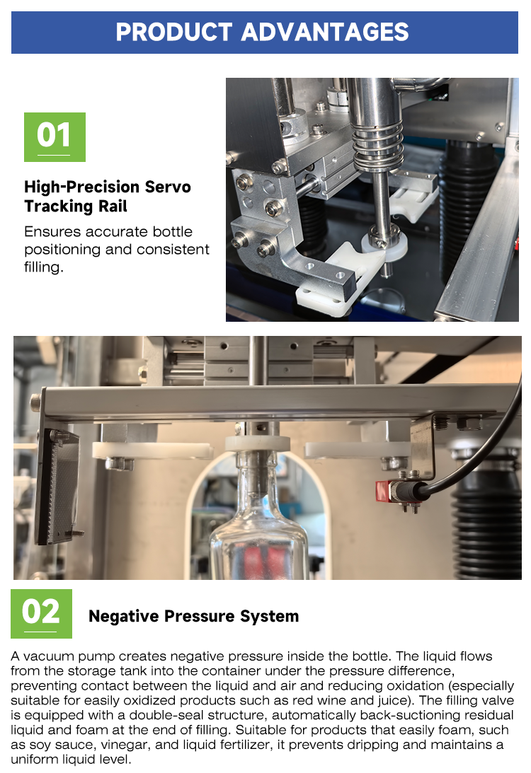 Automatic Single Head Tracking Negative Pressure Filling Machine for Multiple Champagne Liquor Material Bottling Work