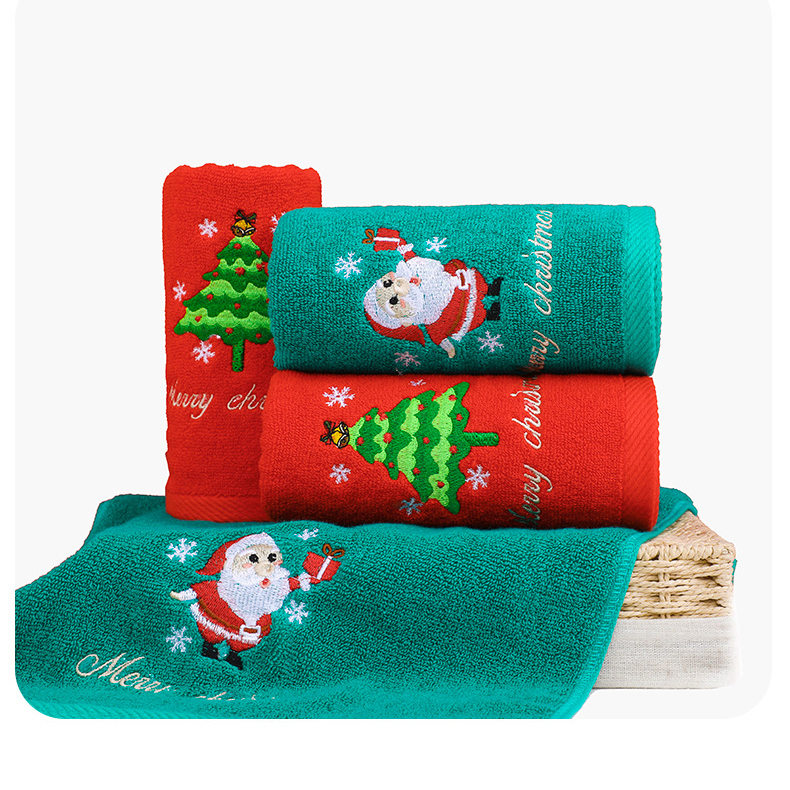 Christmas Embroidered Hand Towel Set 100% Cotton Bath Towels in Gift Box for Everyone