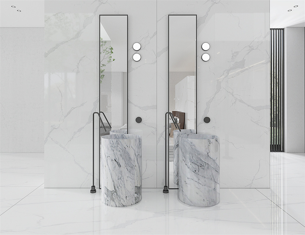 White 142x270cm Porcelain Sintered Stone Slab For Book Exhibition Area Of Publishing Company,Glazed
