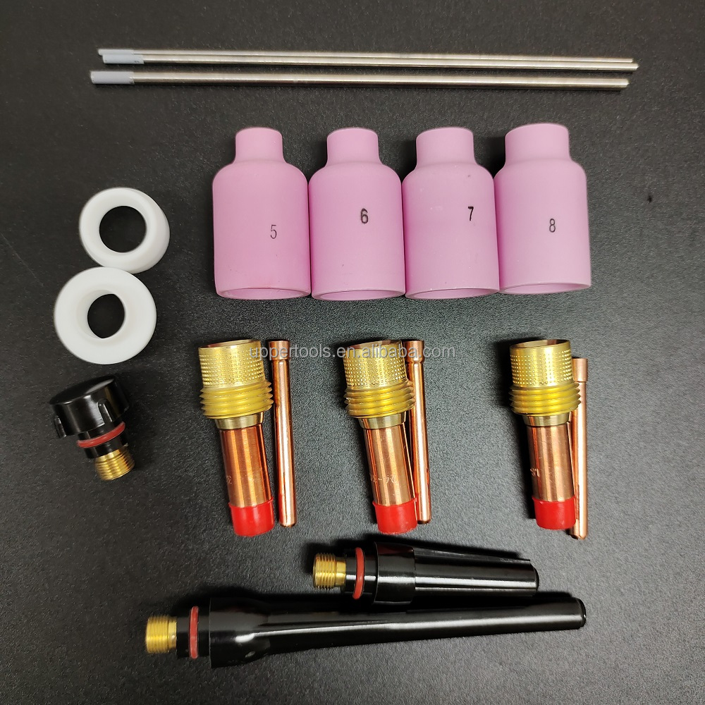 WP 17 18/26 TIG Welding Cup Kit with Glass Cup Collets Body Gas Lens and Ceramic Nozzle