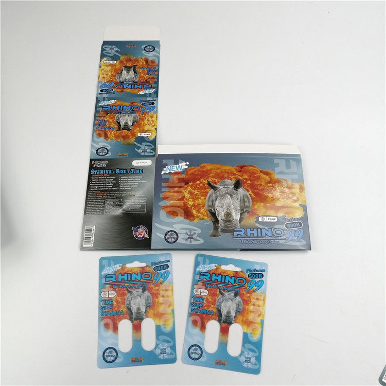 Newest Design 600k 700k Rhino Blister Card 3d Lenticular Card For Male Enhancement Pills Packaging