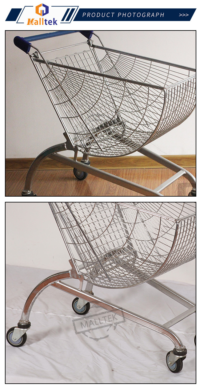 Fan Shaped Metal Shopping Trolley Cart For Supermarket Grocery Foldable Trolley