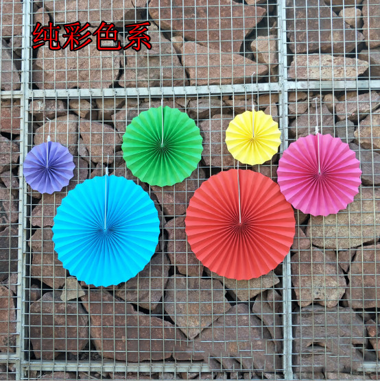 Festive festive supplies paper fan flower set home party wedding decoration decoration 6 sets of paper fan flowers.