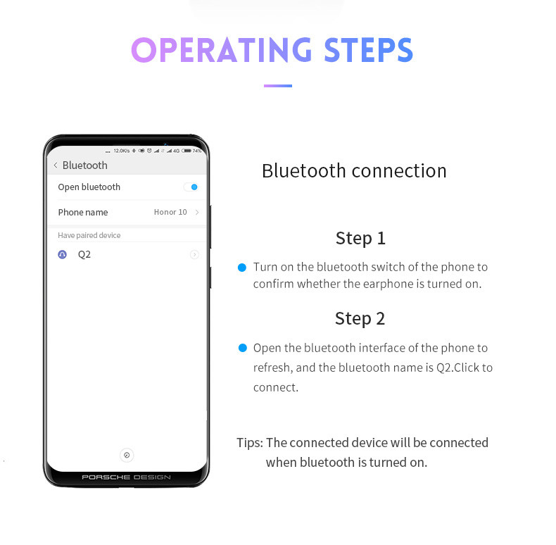 Q2 TWS wireless blue tooth earphone/headset/headphone,blue tooth stereo earbuds with mic