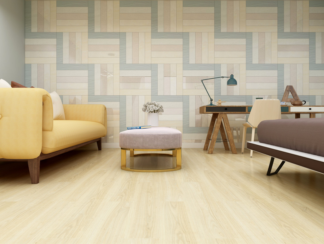 GKBM Greenpy MJ-W6002 SPC Flooring 5mm Stone Polymer Composite Rice Paddy Impression Click