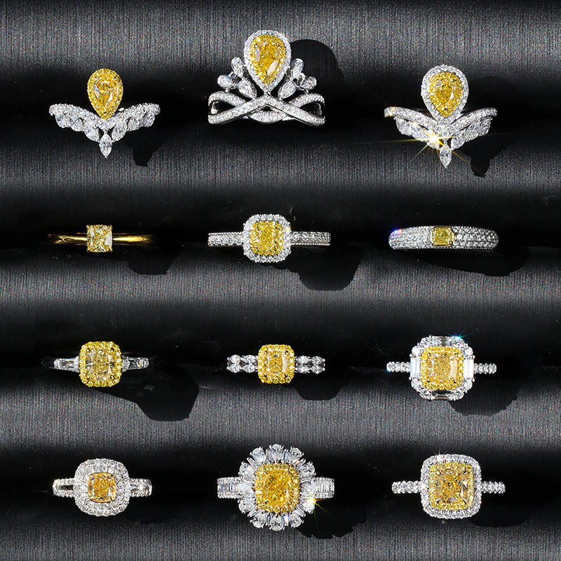 D 1ct Lab Diamond Jewelry Marquise Yellow Diamond Ring 10 Mohs