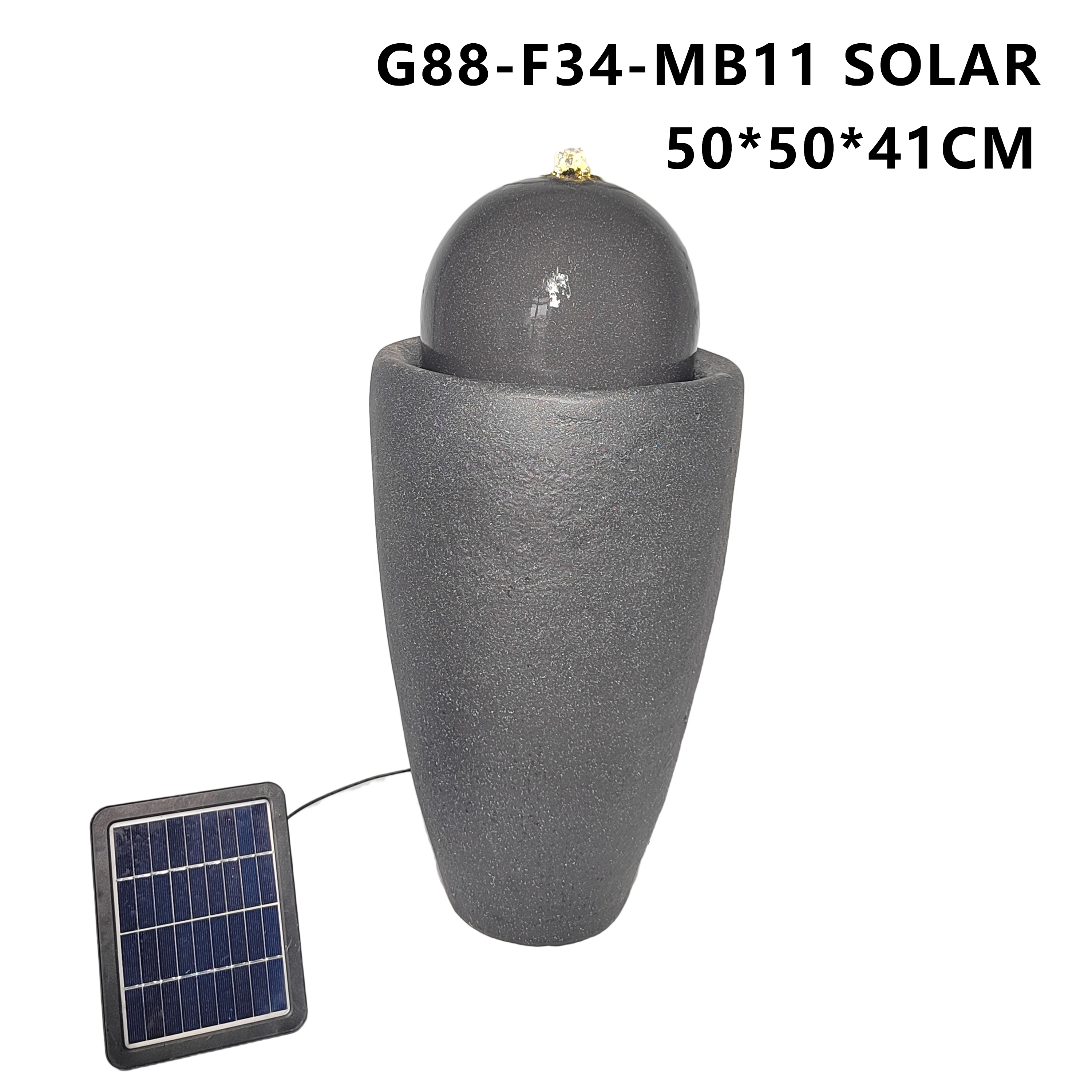 Garden Solar Water Pump Fountain in Marble Black with Max Flow 250L/H Efficiency