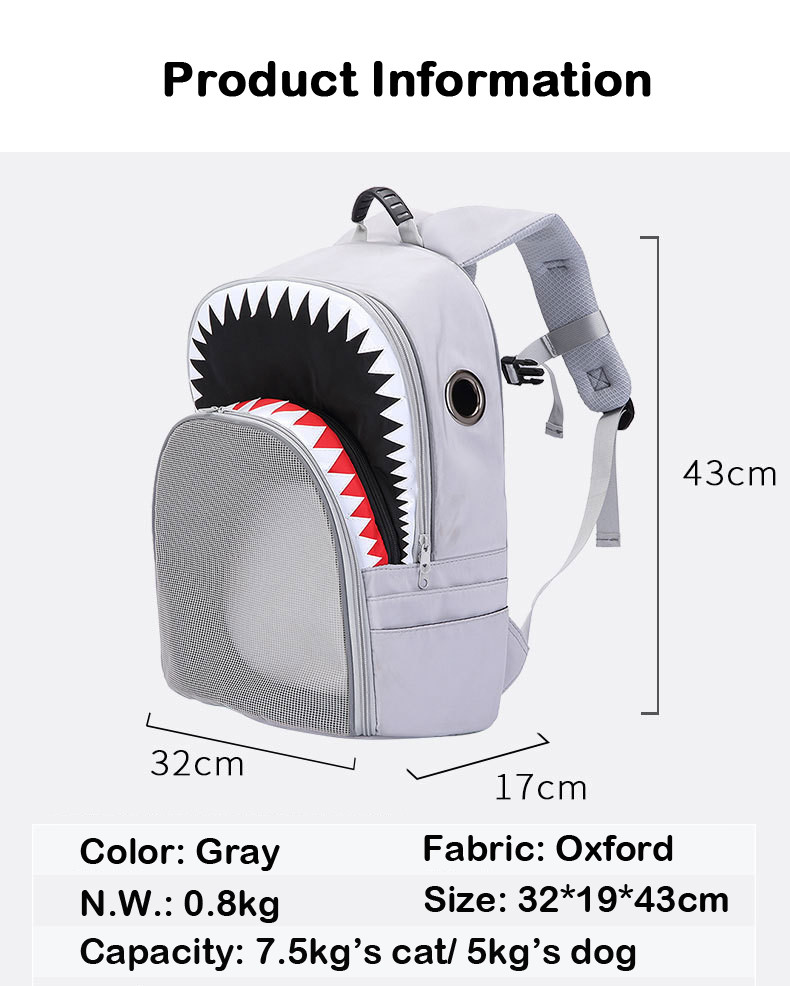 Foldable Shoulder Animal Carrier Backpack Oxford Material For 7.5kg Cat Travel